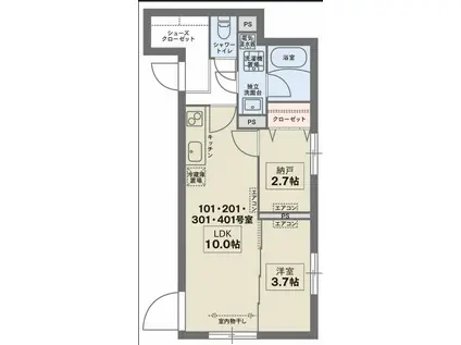 COCOFLAT世田谷(1LDK/2階)の間取り写真