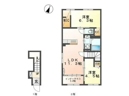 リヴィエール(2LDK/2階)の間取り写真
