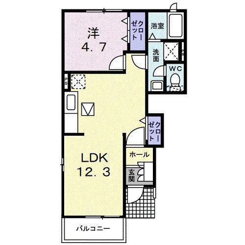 グランシャトーINO II(1LDK/1階)の間取り写真