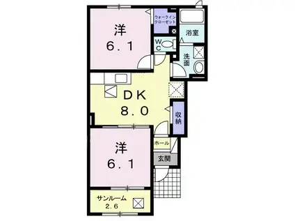 ロータス坂本A(2DK/1階)の間取り写真