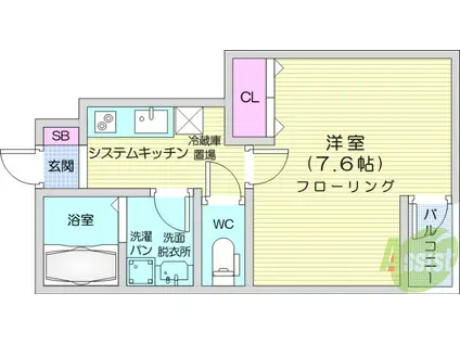 ジュネス米ヶ袋2(1K/1階)の間取り写真