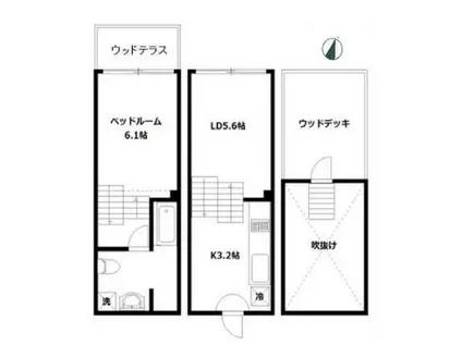 HIKE SKIP FLOOR TERRACE HOUCE(1LDK/B1階)の間取り写真