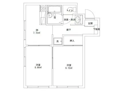エステートピア柏(1DK/3階)の間取り写真