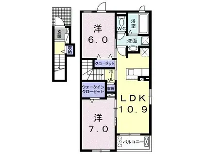 セレーノ(2LDK/2階)の間取り写真
