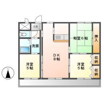 アイコート(3DK/1階)の間取り写真