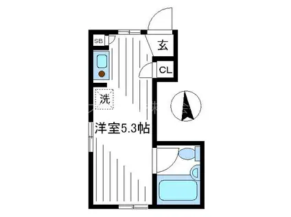 ライト高円寺III(ワンルーム/1階)の間取り写真