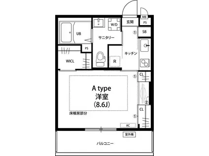 リブリ・クレイン柏(1K/3階)の間取り写真