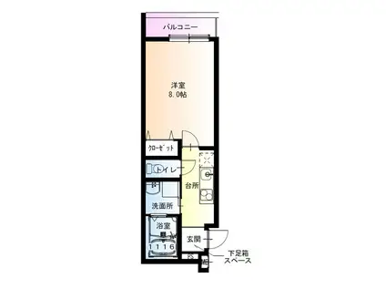 フジパレス住吉我孫子前II番館(1K/2階)の間取り写真