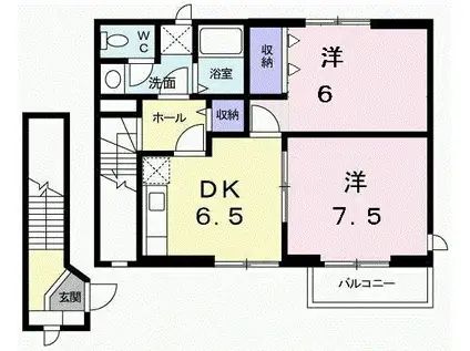ヴィラシャルマンII(2DK/2階)の間取り写真