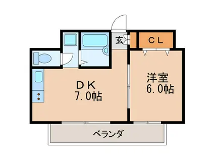 第3貞和ビル(1DK/10階)の間取り写真
