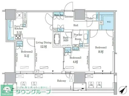 HARUMI FLAG PORT VILLAGE B棟(3LDK/16階)の間取り写真