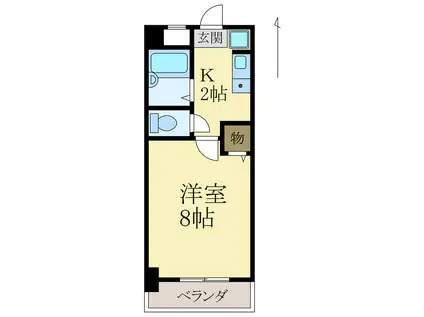 グリーンヒル北大池(1K/3階)の間取り写真