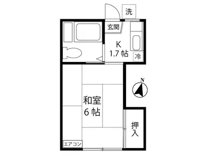 サンハイツ /国士舘(1K/2階)の間取り写真