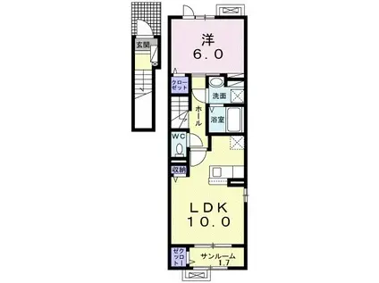 グリーン(1LDK/2階)の間取り写真