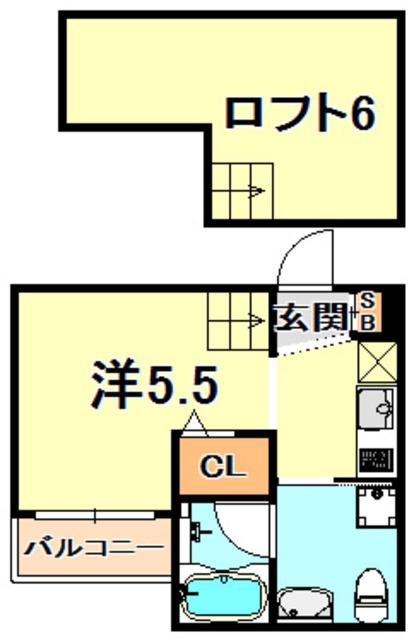 CUBE(ワンルーム/2階)の間取り写真