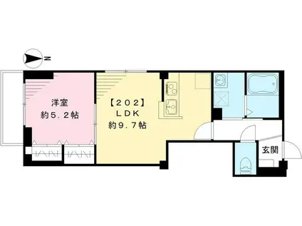 ポットマム(1LDK/2階)の間取り写真