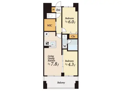 コスモリード西馬込(2SLDK/4階)の間取り写真