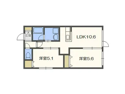 J-ECOA美園A(2LDK/4階)の間取り写真
