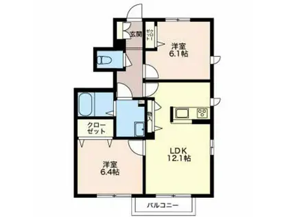 カーサゼルコバ(2LDK/1階)の間取り写真