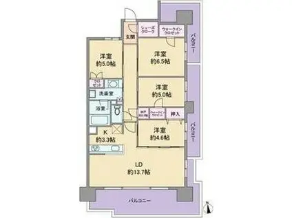 あすとレジデンシャル ザ・タワー906(4LDK/9階)の間取り写真