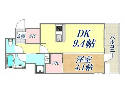 エステムコート新神戸2駅前山手(1DK/15階)の間取り写真