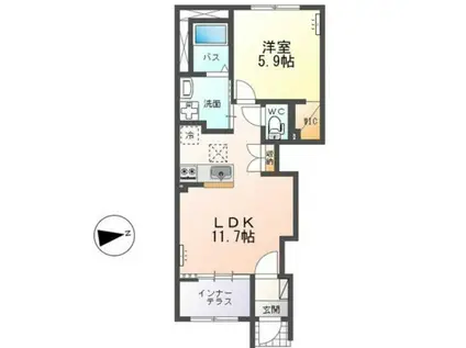 FRONT IS LAND II (1LDK/1階)の間取り写真