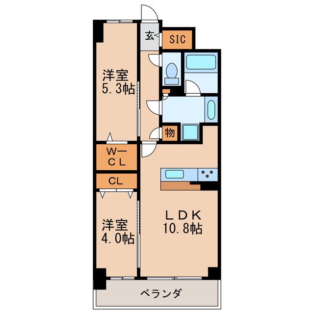 プレサンス ロジェ 栄三丁目(2LDK/9階)の間取り写真