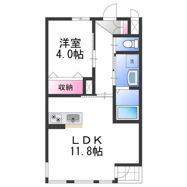 GARDEN 浜(1LDK/2階)の間取り写真