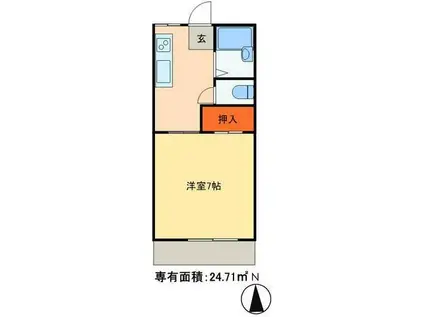 ディアコートサカエⅡ(1DK/1階)の間取り写真