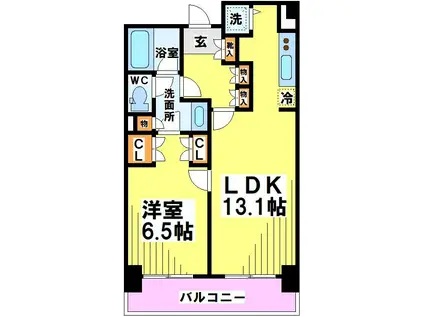 パーク・ノヴァ調布再契約型(1LDK/5階)の間取り写真