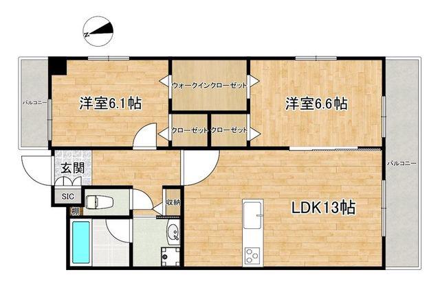 ソレイユ ルヴァン福津中央(2LDK/7階)の間取り写真