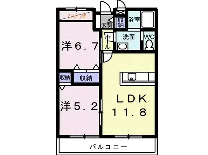 スミスガーデン(2LDK/2階)の間取り写真