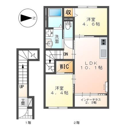 コンフォルト(2LDK/2階)の間取り写真