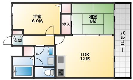 メゾン・ラヴィ(2LDK/2階)の間取り写真