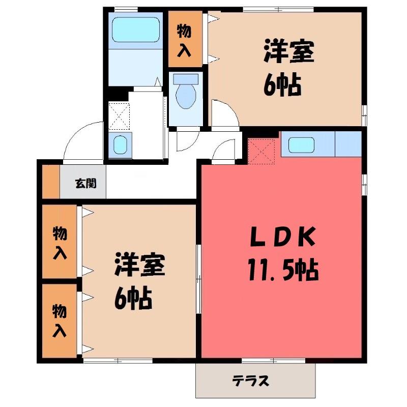 グレイスコートA(2LDK/1階)の間取り写真