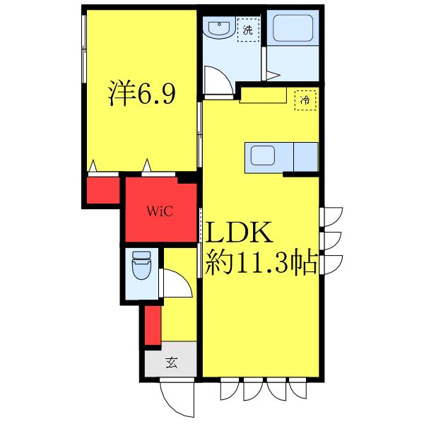 NOBLE(1LDK/1階)の間取り写真