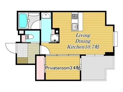 フォーセゾン横川新町(1LDK/6階)の間取り写真