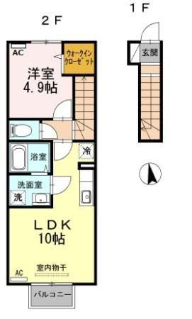 シャンクス(1LDK/2階)の間取り写真