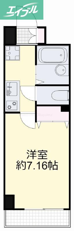 ジュネス医大東(1K/6階)の間取り写真