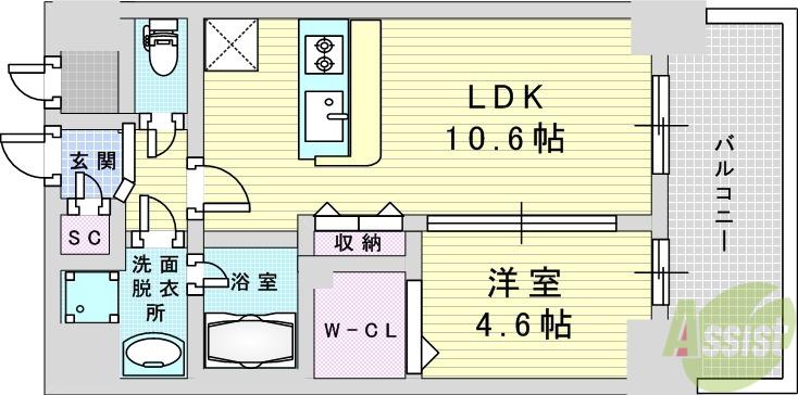 スプランディッド新大阪8(1LDK/7階)の間取り写真