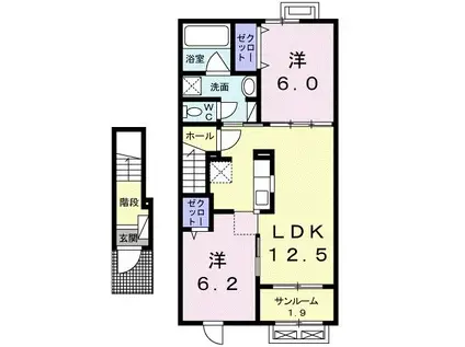 アニージョ・輪(2LDK/2階)の間取り写真