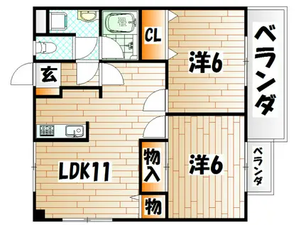 REGALO嵐山口(2LDK/2階)の間取り写真