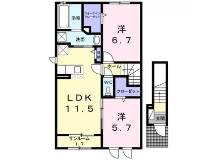 コスモ平和大通(1K/3階)の間取り写真