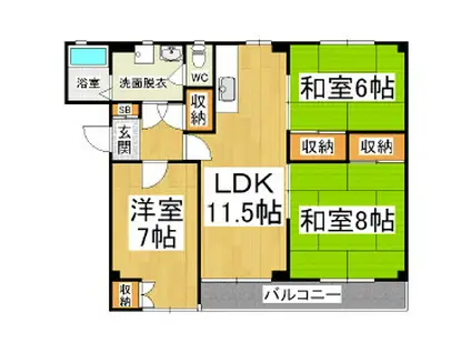 マンション小林(3LDK/2階)の間取り写真