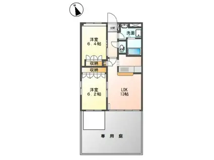 ガーデンシティひたち野(2LDK/1階)の間取り写真