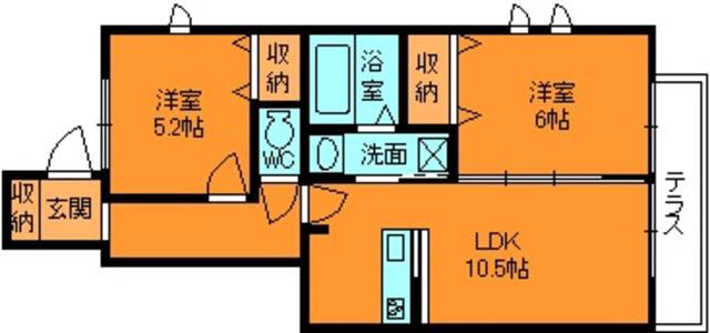 アルトピアーノ(2LDK/1階)の間取り写真