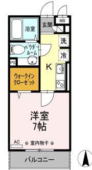 ベルソス高倉 A(1K/2階)の間取り写真