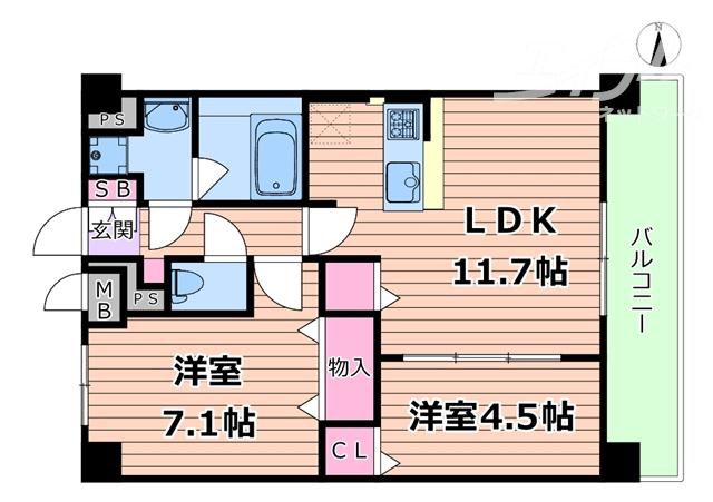 セイワパレス新大阪(1SLDK/5階)の間取り写真