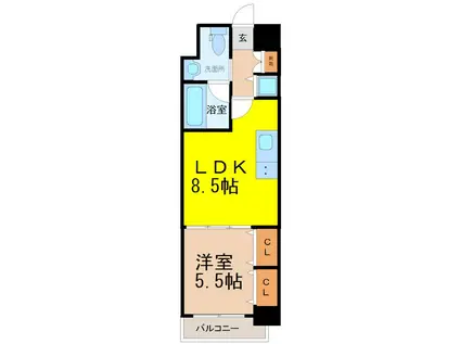 プラウランド堀田(1LDK/7階)の間取り写真