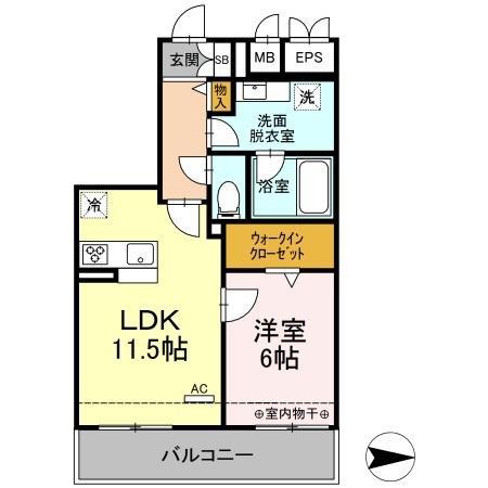 セブンリリー矢巾(1LDK/7階)の間取り写真